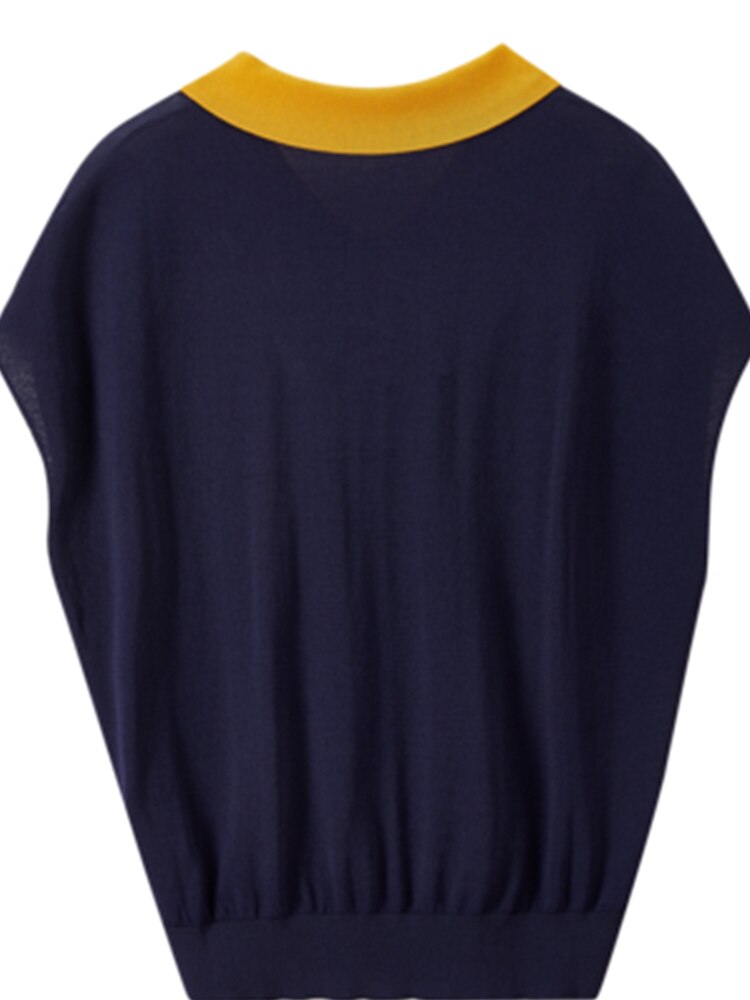 Tee Shirt Femme Turn Down Collar T Shirt 2022 Knitted Tops For Women For Summer Thin T Shirts Short Sleeve Tshirt Woman Clothing