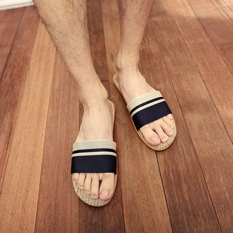 Flax Slippers Women Household Slippers Indoor