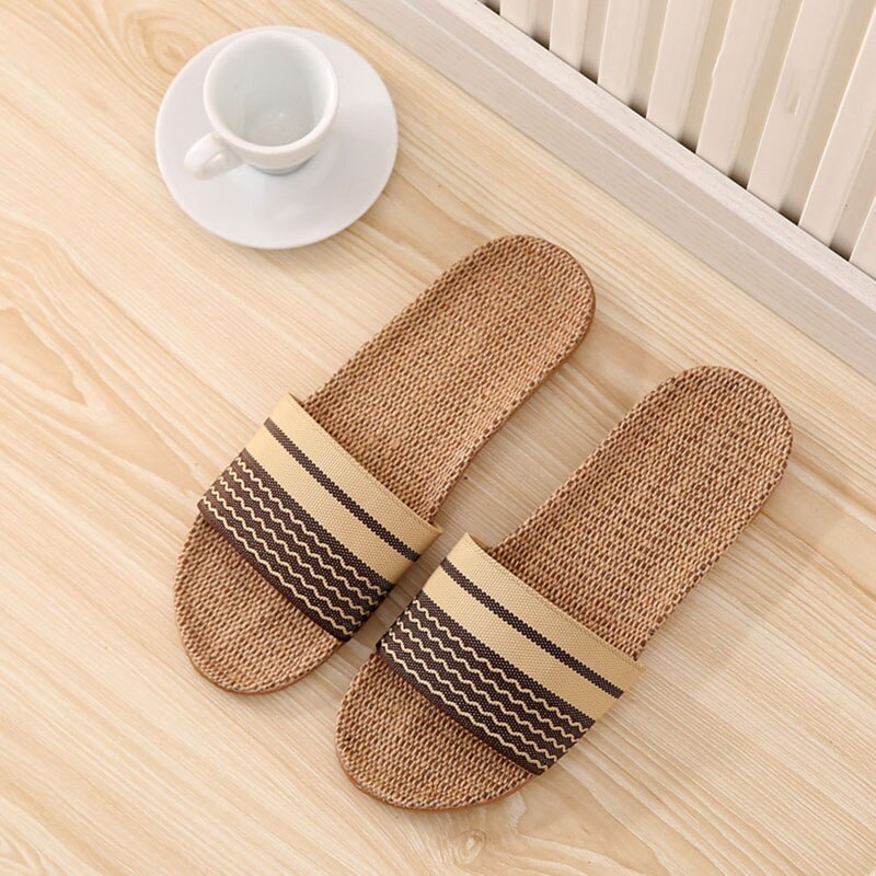 Flax Slippers Women Household Slippers Indoor