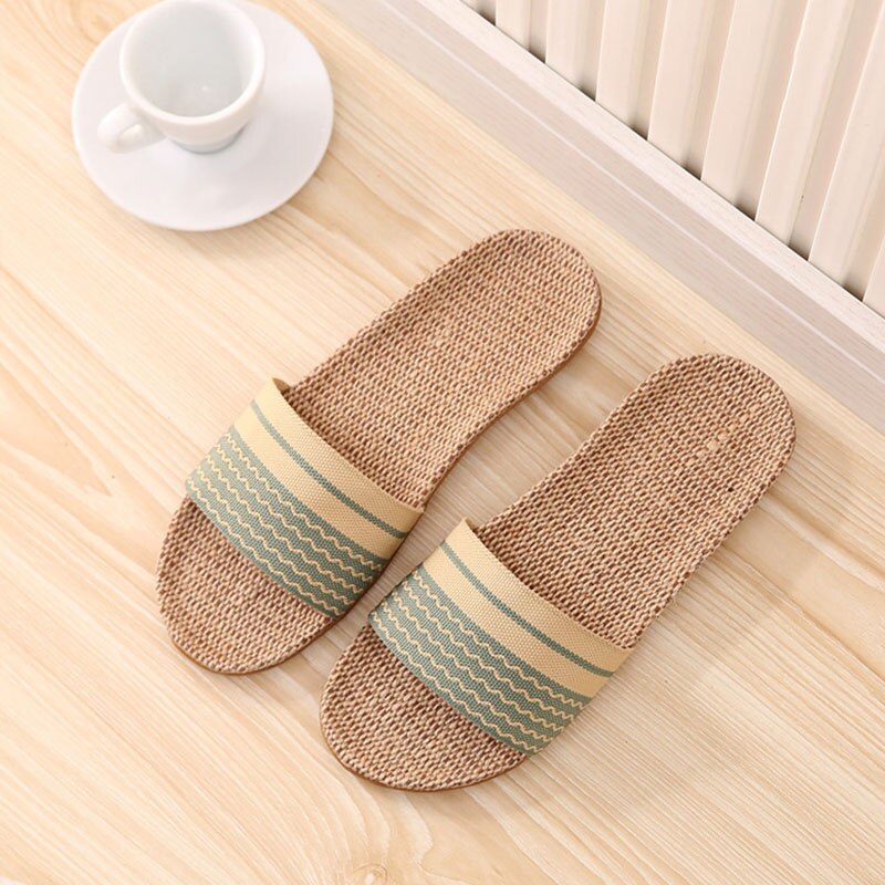 Flax Slippers Women Household Slippers Indoor