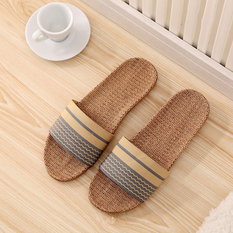 Flax Slippers Women Household Slippers Indoor
