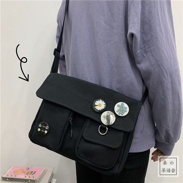 Xierya Women Canvas Messenger Bag Youth Ladies Fashion Shoulder Bag Student Large Capacity Female Crossbody Bags Woman Packet