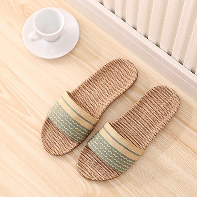 Flax Slippers Women Household Slippers Indoor