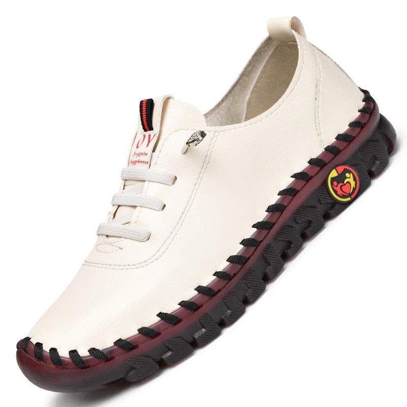 New Spring Casual Women Shoes Fall Platform Loafers Lace Up Women Sneakers Leather Flats Mom Shoe Mujer Zapatos Zapatos De Mujer