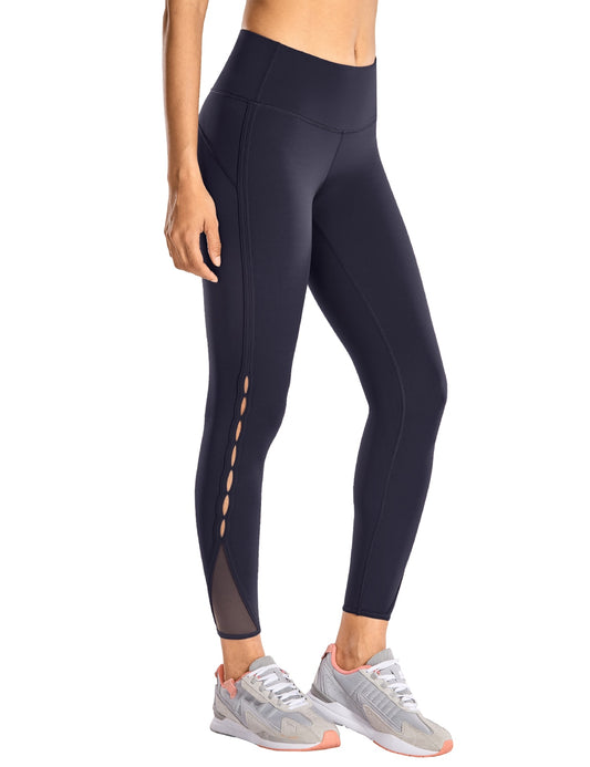YOGA Women's High Waisted Workout Pants 7/8 Yoga Leggings with Hole - Naked Feeling - 25 Inches