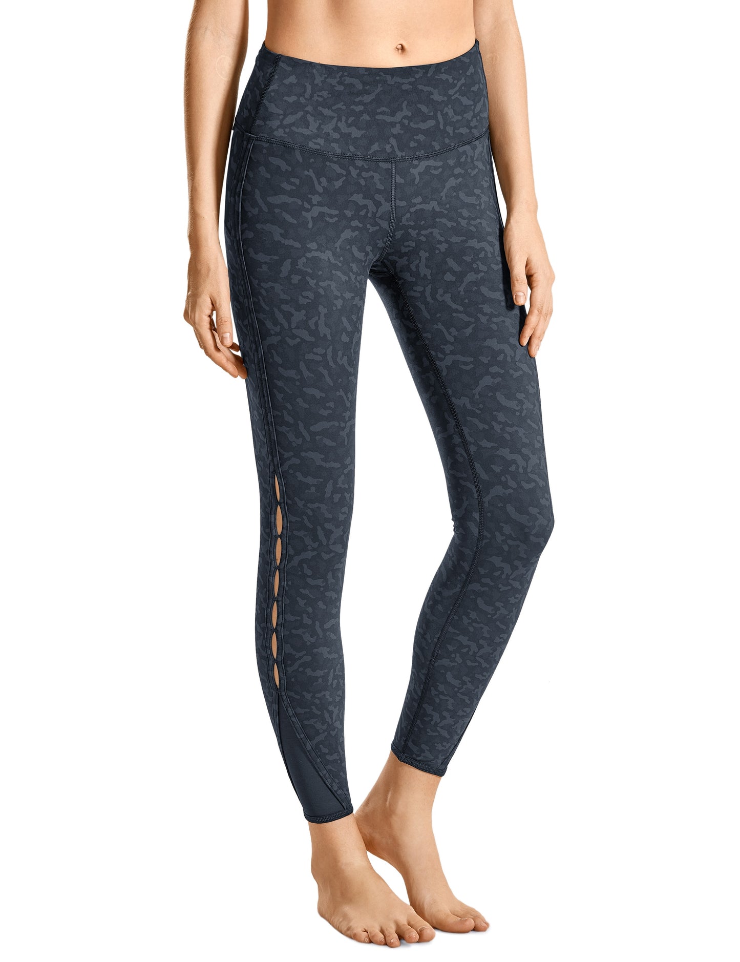 YOGA Women's High Waisted Workout Pants 7/8 Yoga Leggings with Hole - Naked Feeling - 25 Inches