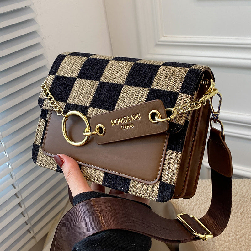 Checkerboard Mini Fabric Flap Crossbody
