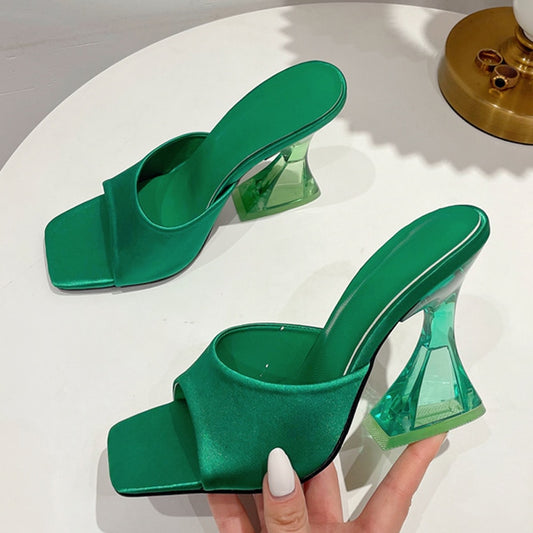 Summer Green  Shoes Slippers Silky Wide