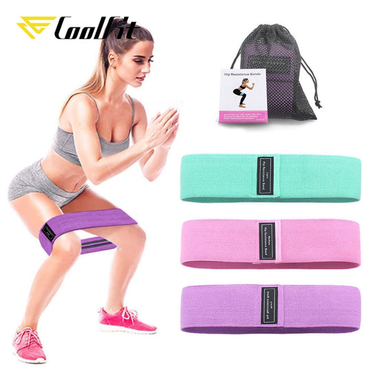 CoolFit 3PCS Hip Band Yoga Resistance Band Wide Fitness Exercise Legs Band Loop For Circle Squats Training Anti Slip Rolling