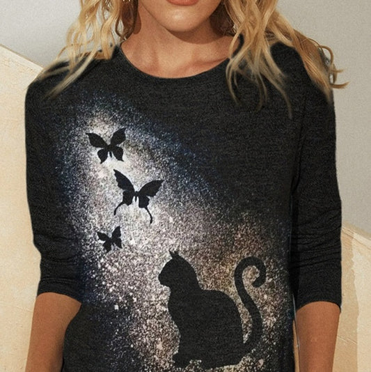 Explosive Cute Cat 3D Printing Casual Loose Women T Shirt