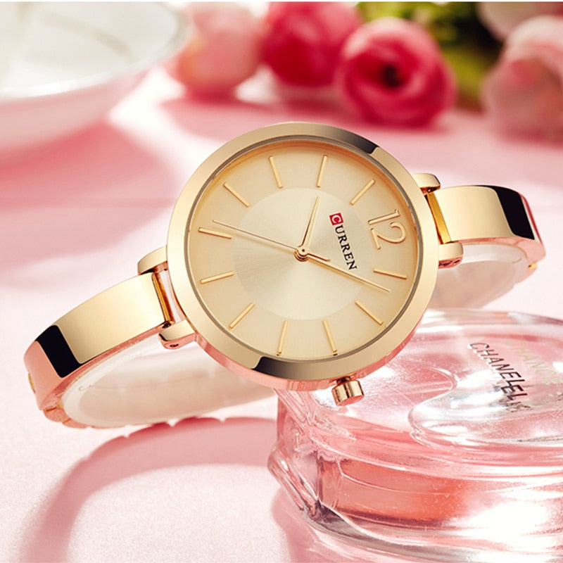 CURREN Fashion Gold Women Watches Stainless