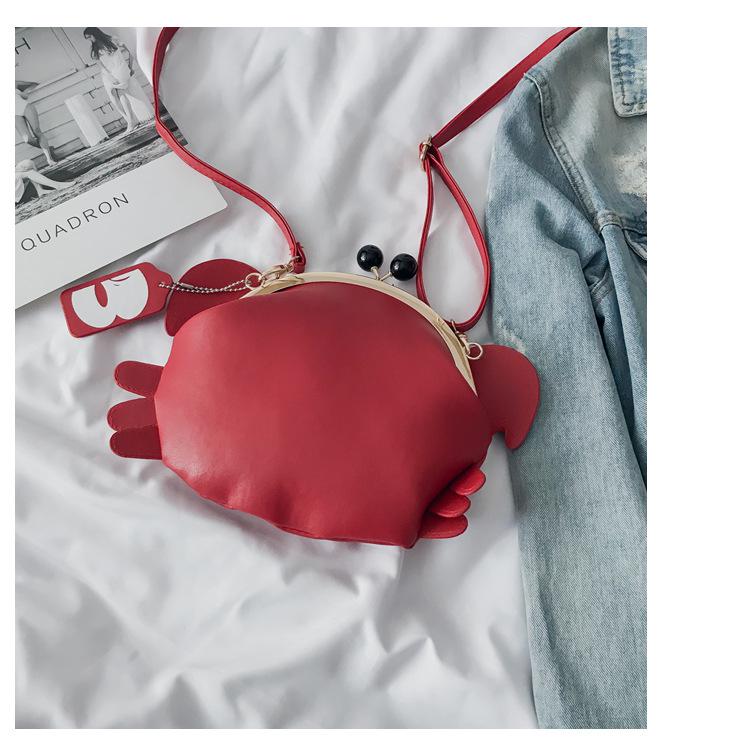 Cute red crab shape pu leather fashion women's