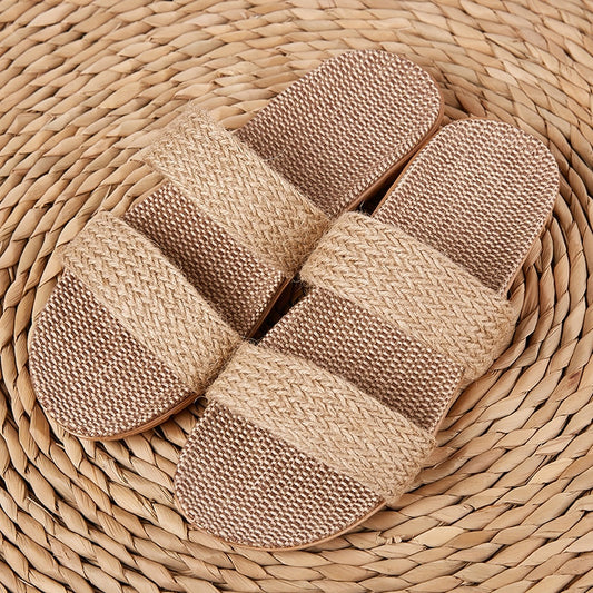 Women Indoor Slippers Home Flax Slides Summer