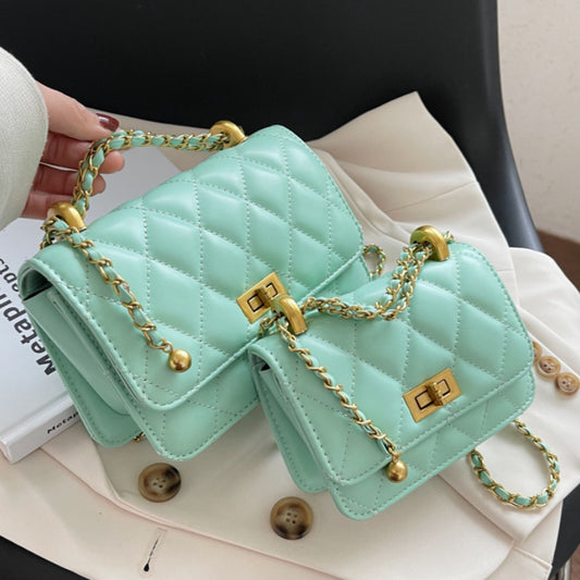 Branded Chain Handle Shoulder Bag